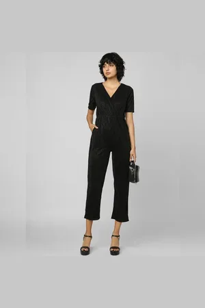 ONLY Black Wrapover Shimmer Jumpsuit