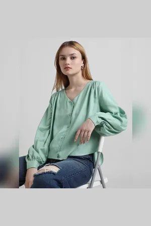 ONLY Green V-Neck Top