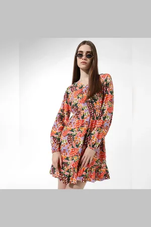 ONLY Pink Abstract Print Wrap over Dress