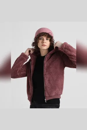 ONLY Brown Relaxed Fit Zip-Up Sherpa Jacket