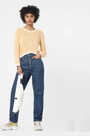 ONLY Blue High Rise Washed Straight Jeans