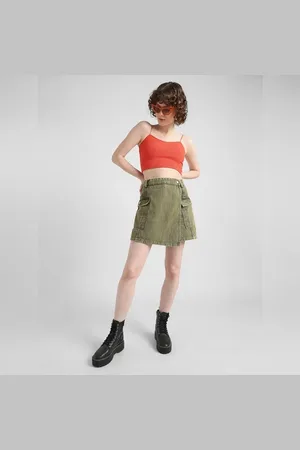 ONLY Green Acid Washed Denim Skorts