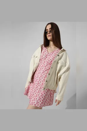ONLY White & Pink Cut-Work Mini Dress