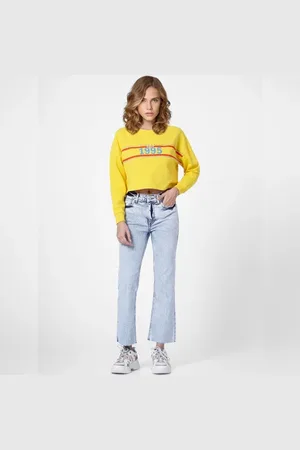 ONLY Yellow Text Print Sweatshirt