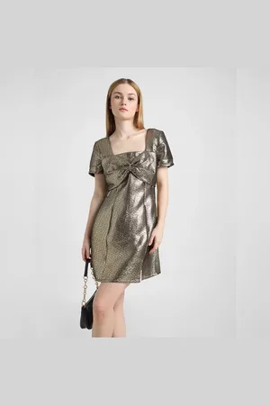 ONLY Golden Textured Weave Mini Dress