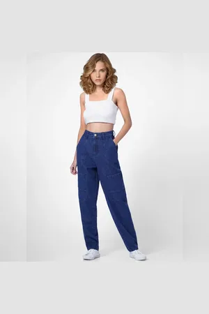 ONLY Blue High Rise Utility Cargo Jeans