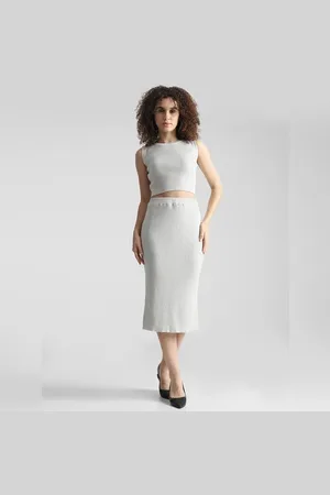 ONLY White Ribbed Co-ord Set Skirt