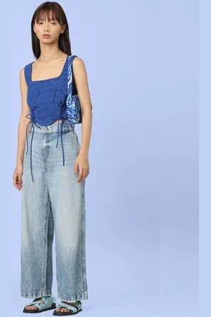 ONLY Blue Textured Corset Top