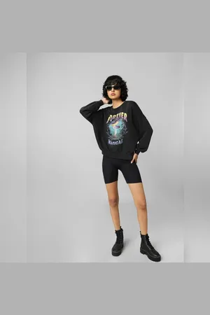ONLY Black Printed Oversized Sweatshirt