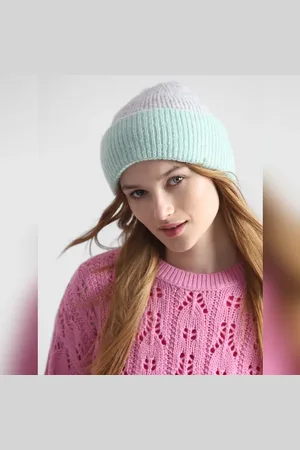 ONLY Green Colourblocked Rib-Knit Beanie