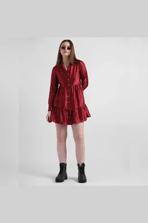 ONLY Dark Red Satin Mini Dress