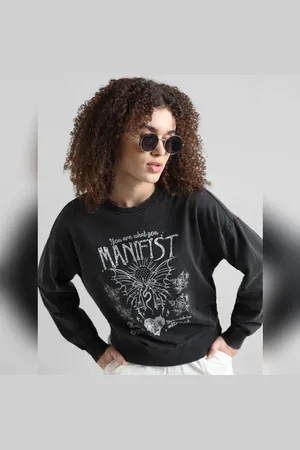 ONLY Black Printed Washed Sweatshirt