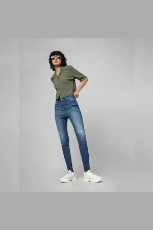 ONLY Blue High Rise Distressed Skinny Jeans