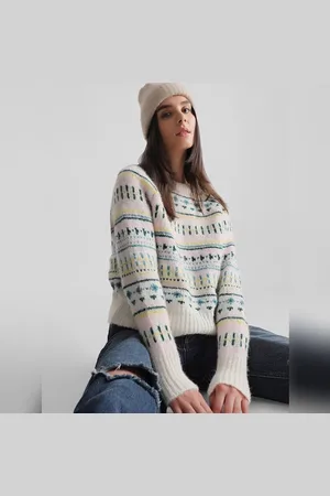 ONLY Off-White Printed Jacquard Knit Pullover