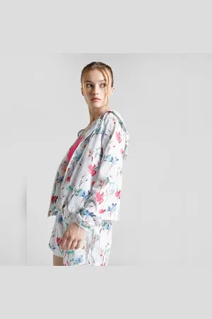 ONLY White Floral Hooded Training Jacket