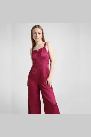 ONLY Dark Pink Jacquard Shimmer Jumpsuit