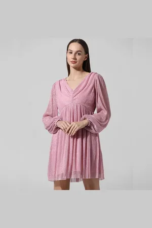 ONLY Pink Shimmer Pleated Mini Dress