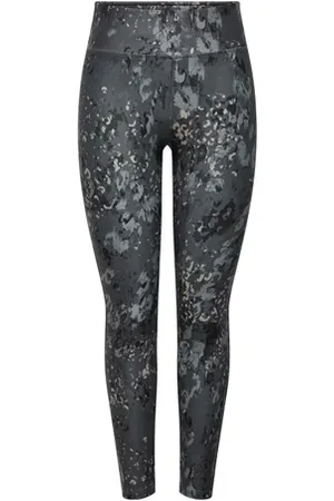 ONLY CURVY Black High Rise Printed Training Tights