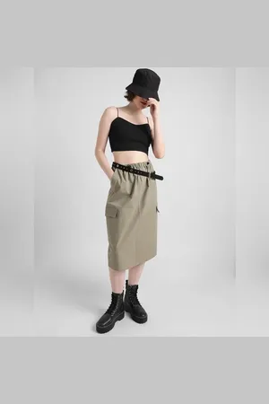 ONLY Beige High Rise Cotton Cargo Skirt