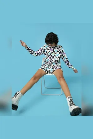 ONLY THE SMURFS X White Check Co-ord Sweatshirt