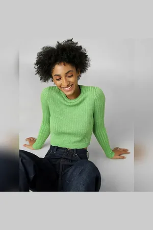 ONLY Green Ribbed Cropped Pullover