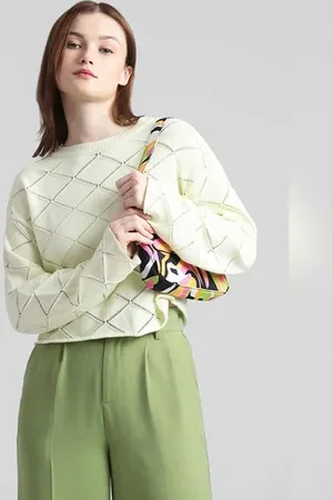 ONLY Light Green Pointelle Knit Pullover