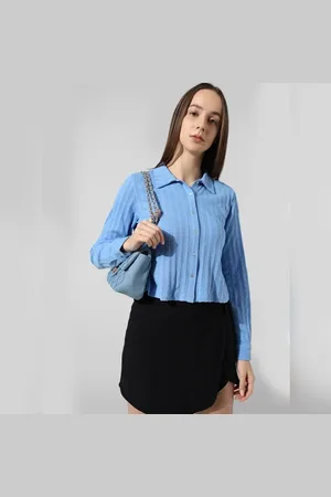 ONLY Blue Knitted Cotton Shirt
