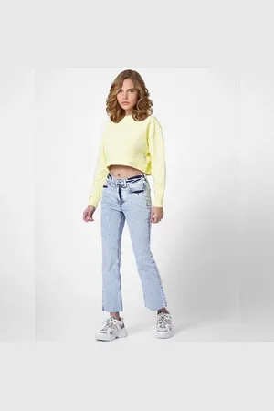ONLY Yellow Cropped Sweatshirt