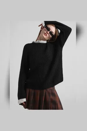 ONLY Black Mock Shirt Collar Pullover