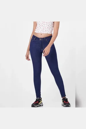 ONLY Dark Blue Mid Rise Distressed Skinny Jeans