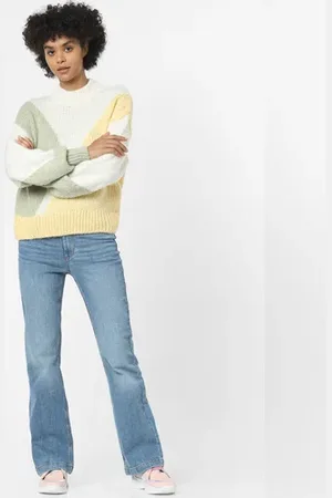 ONLY White Jacquard Colourblocked Pullover