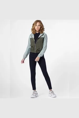 ONLY Green Colourblocked Hooded Jacket