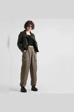 ONLY Green Mid Rise Cargo Pants