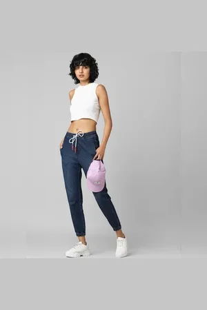 ONLY Dark Blue Mid Rise Denim Joggers