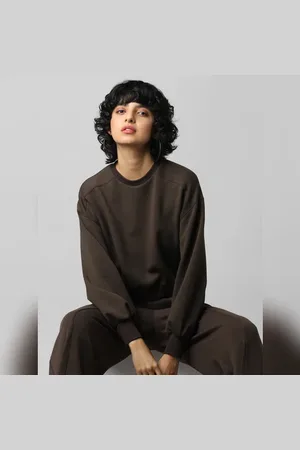 ONLY Dark Brown Cropped Co-ord Sweatshirt