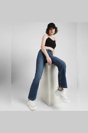 ONLY Blue High Rise Flora Flared Jeans