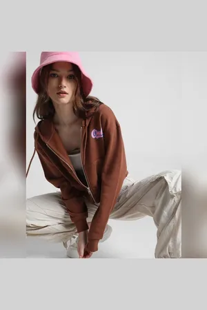 ONLY Brown Zip-Up Hooded Sweatshirt
