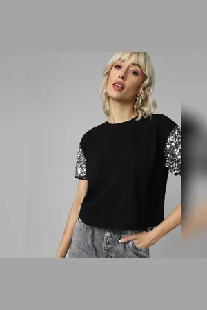 ONLY Black Sequinned Sleeves Knit Top