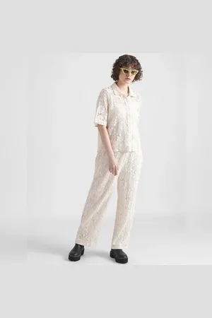 ONLY Beige Mid Rise Lace Pants