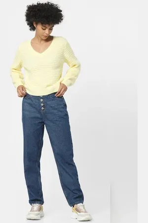 ONLY Yellow Textured Jacquard Pullover