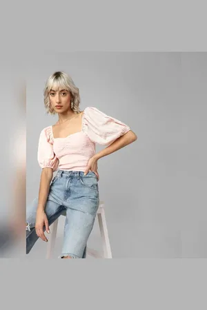 ONLY Pink Smocked Crop Top