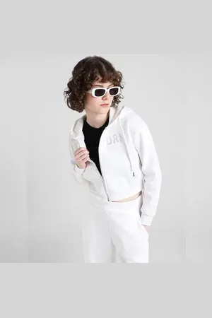 ONLY White Relaxed Fit Hooded Sweatshirt