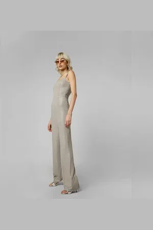 ONLY Beige Textured Shimmer Jumpsuit