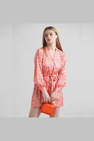 ONLY Pink Abstract Print Satin Dress