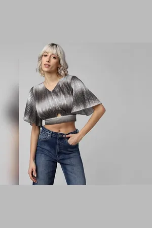 ONLY Silver Shimmer Cut-Out Crop Top