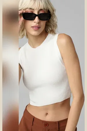 ONLY White Knit Crop Top