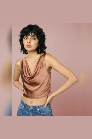 ONLY Brown Satin Crop Top