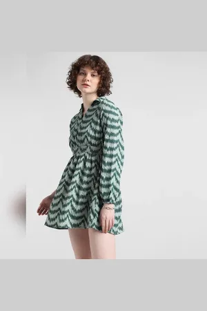 ONLY Green Abstract Print Mini Dress