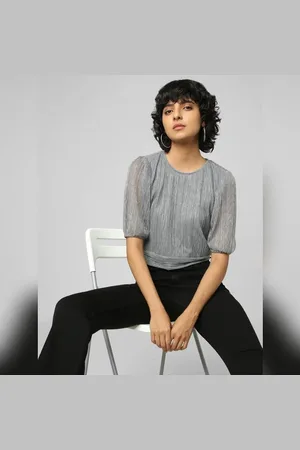 ONLY Silver Shimmer Cropped Top