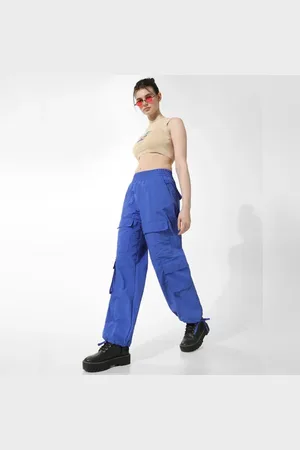 ONLY Blue Mid Rise Parachute Pants